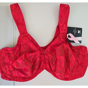 Wacoal Red Lace Awareness Bra 44DD New Full Figure Padded Straps 85567 Underwire